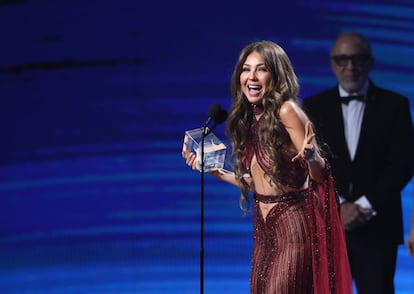 Thalía recibió el premio de la Presidencia en la vigésima edición de los Grammy Latinos.