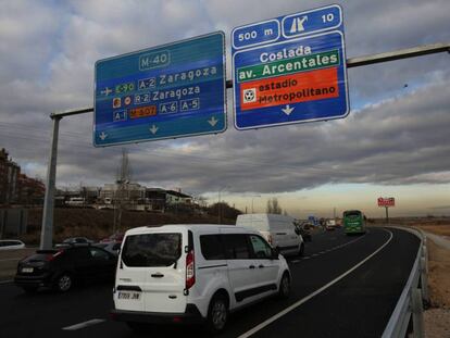 Acceso desde la M-40 al Wanda Metropolitano. 