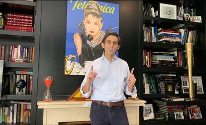 El presidente de Telefónica, José María Álvarez-Pallete, dirige un mensaje a la plantilla desde su domicilio..