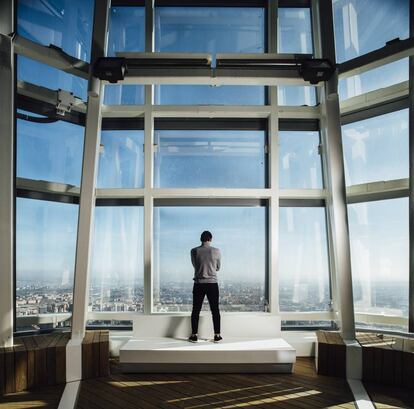 Casillas en la Torre de Cristal, a más de 200 metros sobre el suelo de Madrid.