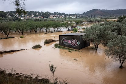 Desbordamientodel barranco del Gayo a causa de las  lluvias torrenciales que afectan a la Comunidad Valenciana, este martes.