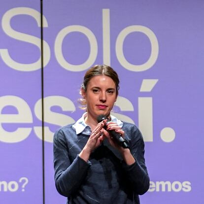 DVD1145 (05/02/2023) La ministra de Igualdad Irene Montero interviene en un acto de Unidas Podemos sobre la ley del Slo S es S en el Crculo de Bellas Artes en Madrid. ANDREA COMAS