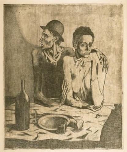 'La comida frugal' (1904), aguafuerte sobre papel japonés.