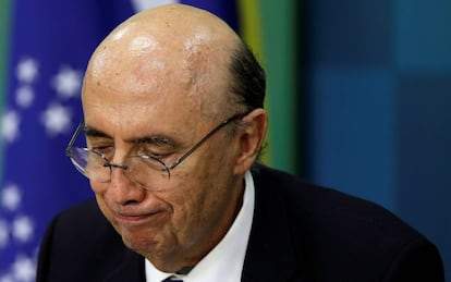 Ministro da Fazenda, Henrique Meirelles, durante coletiva nesta quinta. 