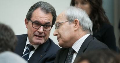 Els expresidents catalans Artur Mas i Jos Montilla.