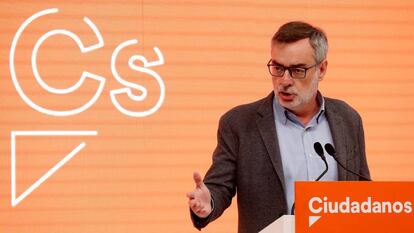 El secretario general de Cs, José Manuel Villegas, este martes en la sede del partido, en Madrid.