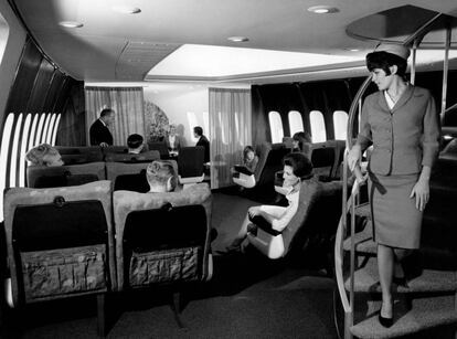 Primera clase de un Boeing 747 en 1960.