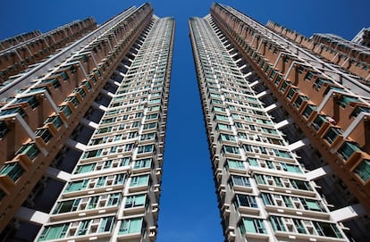 Vista general de viviendas residenciales en el área de Tseung Kwan O New Town, en Hong Kong.