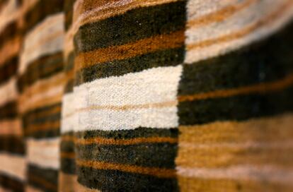 Details of the carpets spun by 70 women from Ait Ourir, a small town south of Marrakesh.