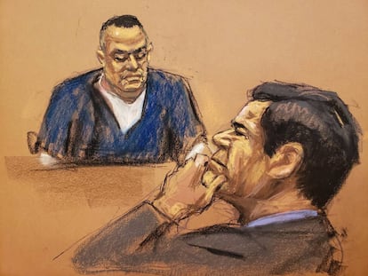 'El Chapo' Guzmán escucha el testimonio de Isaías Valdez Rios.