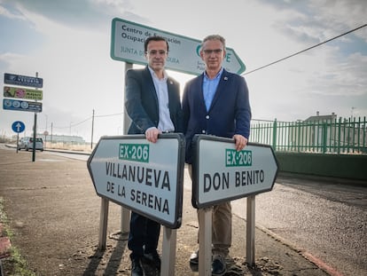 Miguel Ángel Gallardo (izquierda) y José Luis Quintana (derecha), alcaldes de Villanueva de la Serena y Don Benito respectivamente, son los impulsores de la unión.