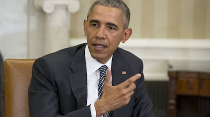 Obama, en una rueda de prensa en el Despacho Oval.