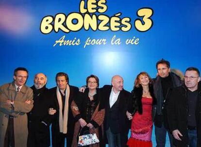Equipo artístico del filme <i>Les bronzés</i>.
