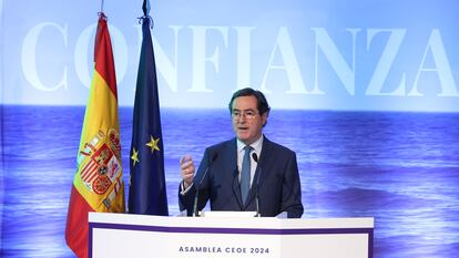 Antonio Garamendi, este martes en la asamblea anual de CEOE.