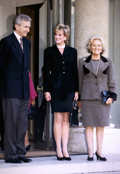 La princesa Diana y Bernadette Chirac en el Palacio del Elíseo.