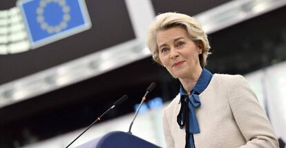 Ursula Von der Leyen, presidenta de la Comisión Europea, el pasado día 18 en Estrasburgo, en el Parlamento Europeo.