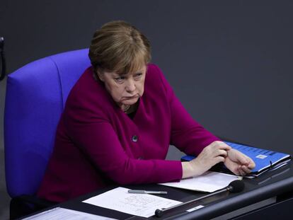 La canciller Angela Merkel, en el Parlamento alem&aacute;n.