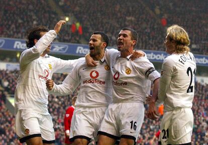 Ryan Giggs celebra su gol ante el Liverpool en 2003