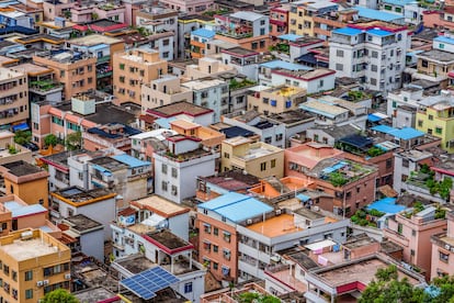 Vista aérea de casas en el sur de Foshan.