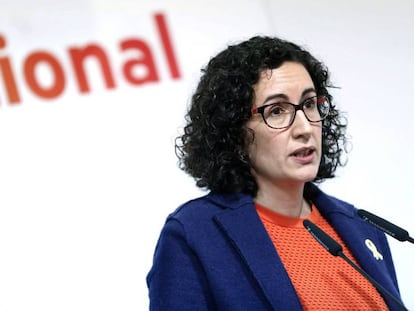 La secretaria general de ERC, Marta Rovira, este s&aacute;bado en el Consejo nacional del partido.