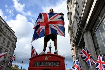 Un manifestante, este sábado en Londres.