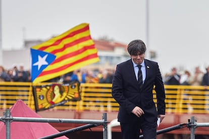 Puigdemont, en el acto de Perpiñán, en febrero de 2020.