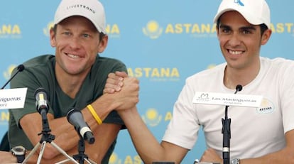 Armstrong y Contador, en 2008.