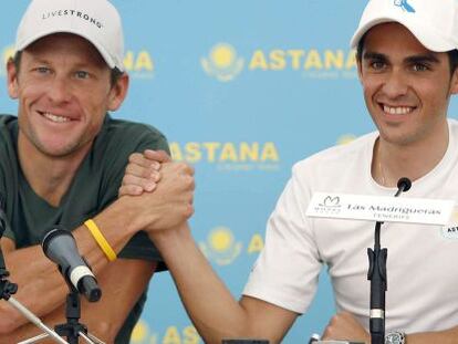 Armstrong y Contador, en 2008. 