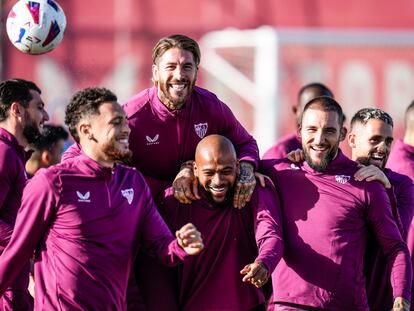 Sergio Ramos, en el entrenamiento del Sevilla de este viernes.