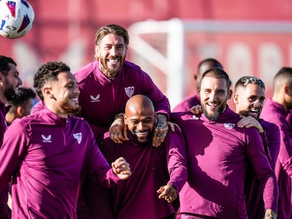 Sergio Ramos, en el entrenamiento del Sevilla de este viernes.