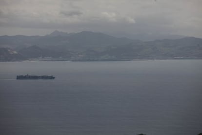 A view of the coast near Tangier, as seen from the Spanish side of the Strait of Gibraltar.