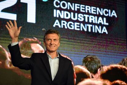 Mauricio Macri, presidente de Argentina, este lunes en la conferencia anual de la industria de su país.