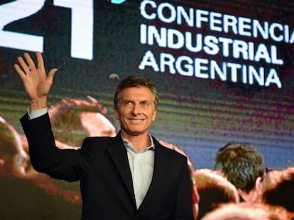 Mauricio Macri, presidente da Argentina, na segunda-feira durante a conferência anual da indústria do seu país.