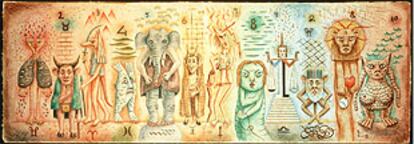 <b></b><i>Zodiaco</i> (1953), de Xul Solar, acuarela sobre papel (34 x 99 cm), de la colección del Museo Xul Solar de Buenos Aires.