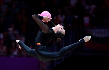 La española Alba Bautista durante el Mundial de Gimnasia en Valencia, este miércoles.