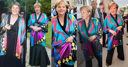 Merkel ha vestido hasta en seis ocasiones entre 1996 y 2019 su kimono de la suerte.