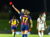 Pajor celebra su segundo gol al Madrid, el cuarto del Barça, este miércoles en el Di Stéfano.