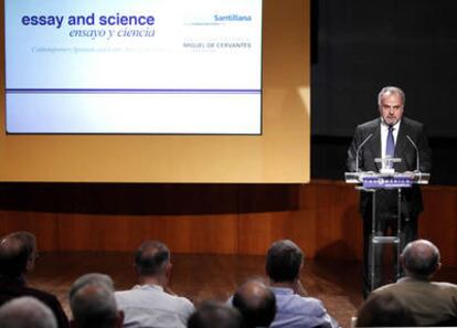 Ignacio Polanco, presidente del Grupo PRISA (editor de EL PAÍS), en la presentación del portal Essay and Science