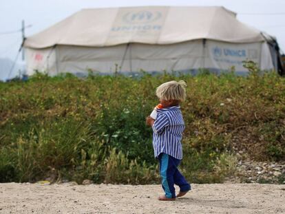 Un niño en el campo para desplazados de Laylan, en las afueras de Kirkuk, en Irak. 