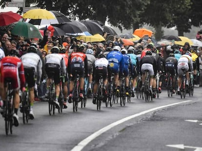 El pelotón, durante la segunda etapa del Tour de Francia.