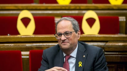 El presidente de la Generalitat, Quim Torra, el pasado 20 de marzo en el Parlament. 