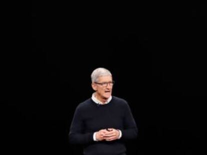 Tim Cook, CEO de Apple, presentando la Apple Card este martes.