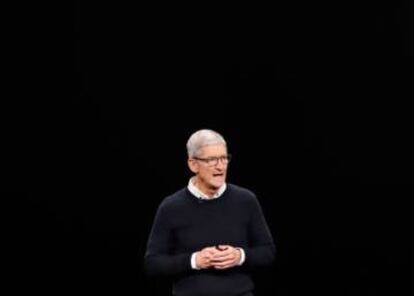 Tim Cook, CEO de Apple, presentando la Apple Card este martes.