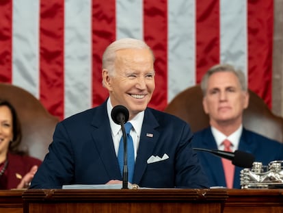 El presidente de Estados Unidos, Joe Biden, durante su intervención el martes en el discurso del estado de la Unión.
