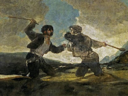 Goya‘s ‘Fight with Cudgels,’ a symbol of fraternal violence.