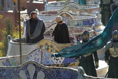 Vincent D’Onofrio en el Parque Gaudí de Barcelona en el rodaje de 'Emerald City'.