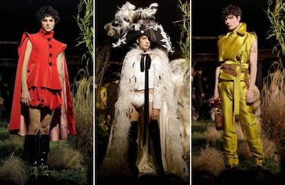 Tres modelos de Palomo en su colección otoño/invierno de 2018, llamada 'The Hunting' (La Caza).