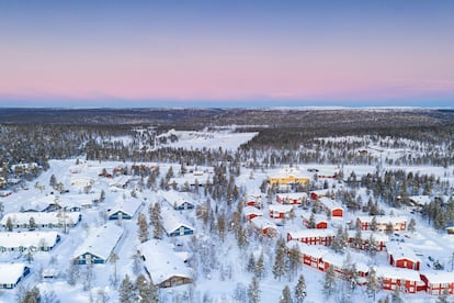 Inari, en Laponia, cubierto de nieve.