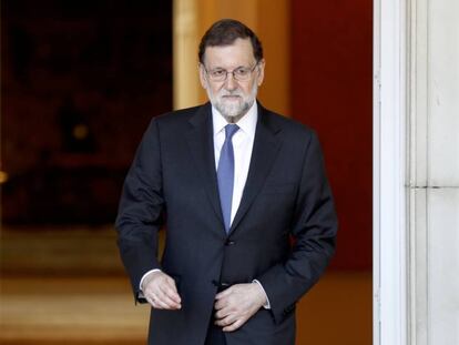 Mariano Rajoy hoy en el Palacio de la Moncloa.