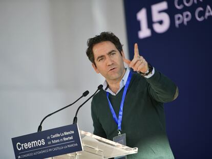 El secretario general del PP, Teodoro García Egea, durante el congreso de Castilla-La Mancha, este sábado.